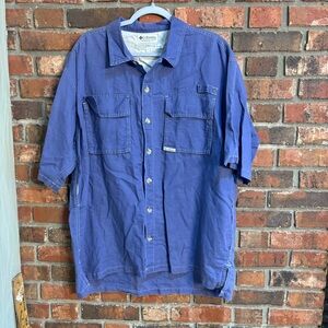 Columbia mens casual fishing camping hiking gorpcore button down shirt blue XL